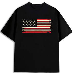 Camiseta de Hombre con Bandera Americana, 100% Algodón, Cuello Redondo, Corte Regular, Stock en EE. UU. - Product Image 1