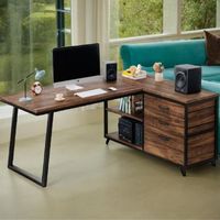 AILICHEN Bureau d'ordinateur en L avec 3 tiroirs et coin pliable pour bureau à domicile