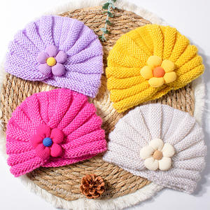 Gorro de Punto Estilo Europeo Americano para Recién Nacidos, Diseño de Flores Pequeñas y Lindas, Gorro Cálido para Otoño e Invierno para Bebés - Product Image 5