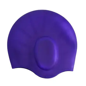Unisex yüzmek kapaklar ile kulak koruyucu, dayanıklı esnek silikon yüzme şapka kadınlar erkekler için çocuklar yetişkinler banyo yüzme kap