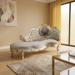 Luxury Convertible <b>Antique</b> White Gold Teak Wood <b>Sofa</b> Set Handcrafted Solid Wood European Style Living Room Furniture Foam - Product Image 5