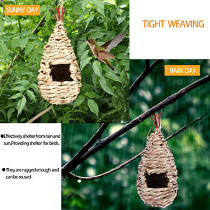 <span class=keywords><strong>2026</strong></span> Handgeweven Kolibrie Huis Creatief Vogelnest Met Hibiscus Gras Simulatie Volière Opknoping Decoratie Voor Huisdieren Huisdier Huis - Product Image 6