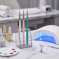 Ensemble de 3 pinceaux à liner pour nail art en nylon flexible sans perte de poils, avec manche en métal marbré, pour manucure professionnelle