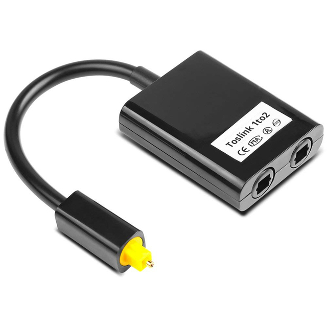 Toslink Digital Optical Fiber Audio 1 to 2 Way Audio Splitter Hub 1 Input 2 Output SPDIF Optical Splitter Cable Adapter