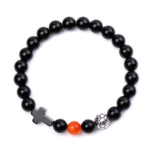 Bracelet <span class=keywords><strong>simple</strong></span> en pierre naturelle et argent avec perles de football, bijoux sportifs, bracelet ballon de football, cadeau promotionnel - Product Image 5