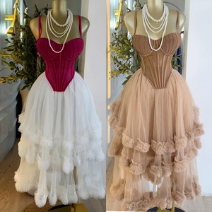 Bộ đồ hai mảnh thời trang hè mới về: Áo corset không tay dáng bất đối xứng và chân váy maxi xếp tầng bèo nhún - Product Image 1