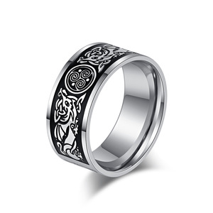 Celtic Knot <b>Titanium</b> Steel <b>Ring</b> Steel <b>Black</b> Men's Fashion Jewelry Gift - Product Image 1