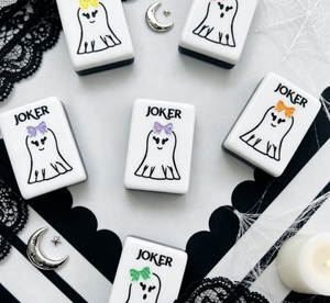 Set di Lusso di Tessere Mahjong Americane per Halloween, 160 Pezzi, 2 Strati, in Acrilico Inciso con Design <span class=keywords><strong>Hocus</strong></span> <span class=keywords><strong>Pocus</strong></span> per Serate di Gioco e Regali - Product Image 4