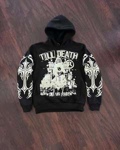 Custom 500GSM Heavyweight Screen Print Hoodies 100% Algodón Sudadera Streetwear Full Offset Print Mens Hoodie - Product Image 5