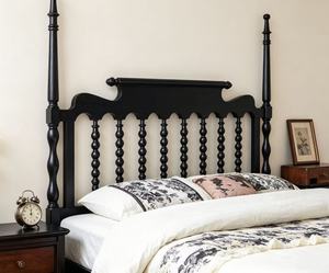 Premium <b>Queen</b> <b>Size</b> Black Wood Four Poster <b>Bed</b> With Spindle Slatted Headboard For Bedroom - Product Image 4