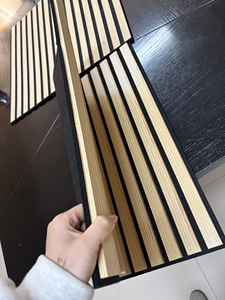 Moderno 20*16cm MDF acustica pannello di parete facile installazione di legno stlato pannello adesivo <span class=keywords><strong>per</strong></span> palestra Hotel parete di assorbimento del suono della parete caratteristica - Product Image 2