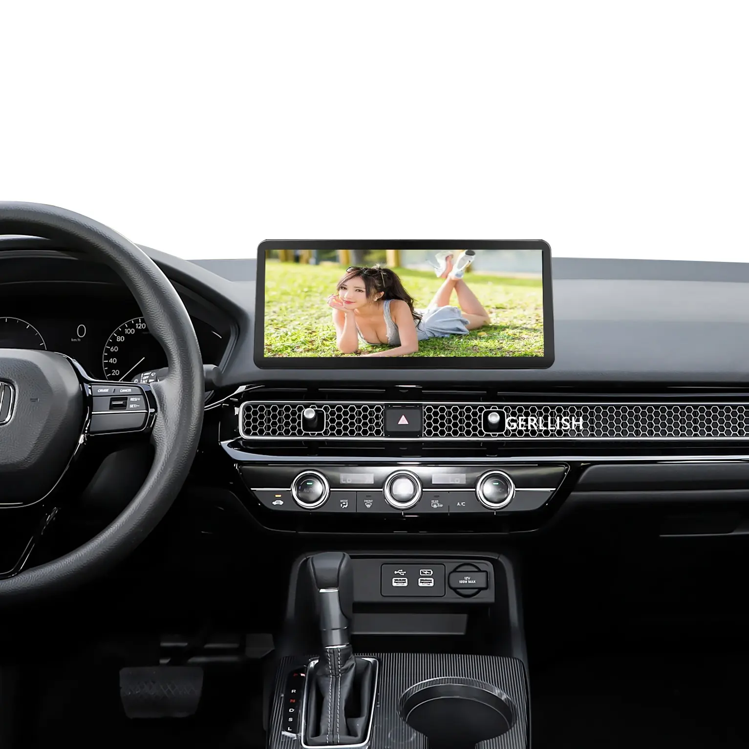 Gerllish Android cho Honda Civic 2022 đài phát thanh GPS navigation Carplay Tesla màn hình đơn vị đứng đầu xe DVD Player đa phương tiện 2 DIN