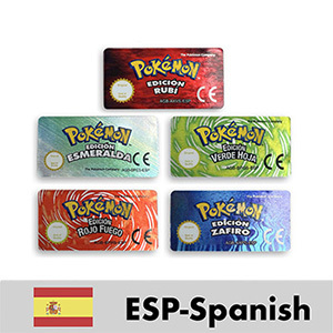 USA NOR FRA ESP ITA EUR Glitter-Label Emerald leafgreen firered ruby Sapphire <b>game</b> cartridge stickers for gba - Product Image 5