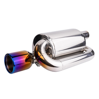 Embout d'échappement de voiture en fibre de carbone haute performance, avec valve de silencieux, finition bleu brûlé poli miroir, entrée 51/63mm, pour sonorité de résonance