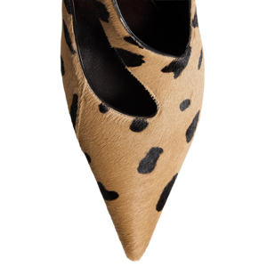 <span class=keywords><strong>Scarpe</strong></span> da Donna con Tacco a Spillo, Punta Affusolata, Cinturino Largo Incrociato in Pelo di Cavallo Leopardato e Fibbia Dorata, Vendita all'Ingrosso OEM - Product Image 4
