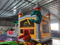 Maison combinée gonflable de rebond de château sautant commercial avec des jeux pleins d'entrain de carnaval de château de dinosaure de glissière d'eau