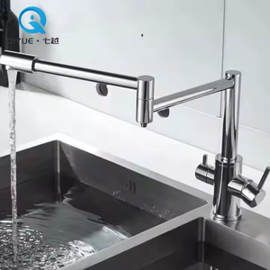Laiton 3 voies Double bec filtre à eau pure <span class=keywords><strong>mitigeur</strong></span> chromé pont monté navire évier <span class=keywords><strong>cuisine</strong></span> pliant robinet <span class=keywords><strong>mitigeur</strong></span> - Product Image 4