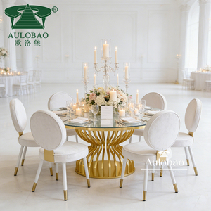 Modern Stainless Steel Metal Round Event Wedding <b>Table</b> - Product Image 2