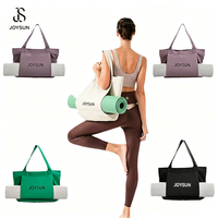 Tas Jinjing Matras Yoga JOYSUN Bahan Katun Ukuran Besar, Tersedia Beberapa Warna, Kanvas dengan Desain Selempang Modis dan Kantong