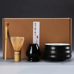 Set teh Matcha kustom, kocokan bambu, pengocok keramik, pemegang upacara mangkuk Matcha untuk upacara minum teh Jepang tradisional