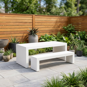 Modern Fiberglass Reinforced Concrete <b>Dining</b> <b>Table</b> for <b>Outdoor</b> Patio and Garden Use - Product Image 2