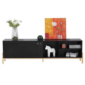 Meuble Tv d'angle noir en acier inoxydable, design moderne, meuble de luxe, armoire en bois, pour salon, Table Tv