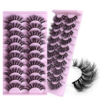 100% Fait Main 10 Paires de Cils Fluffy en Gros Cils 3D Cils en Bande Application de Cils Révolutionnée Enfin Sans Effort