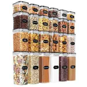24 Pack Set Hermético Cozinha Organizadores Alimento Seco Recipiente De Armazenamento Conjuntos para Cereal & Alimento Seco PP Material para Festas