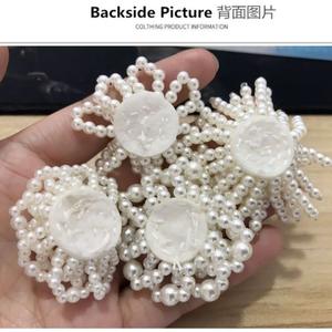 3Dフラワーデコレーション手作りDIY織りパール生地パッチ衣類ウェディングドレスアップリケ材料アクセサリーヘア - Product Image 2