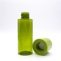 Botol Toner Perawatan Kulit Silinder Tipis Plastik Hijau dengan Tutup Sekrup 100ml