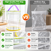 Sac de rangement transparent en PVC en gros, organisateur rond transparent avec fermeture éclair et poignée, logo, taille et couleur personnalisables