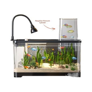 Aquarium de bureau à pression négative ultra-transparent pour poissons rouges, avec filtre 4-en-1, vente en gros - Product Image 5