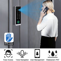 Cerradura TTLock con Bluetooth, Control de Acceso por Huella Dactilar y Reconocimiento Facial, IP66 Impermeable, Teclado Biométrico Metálico, Lector de Tarjetas MF para Puerta