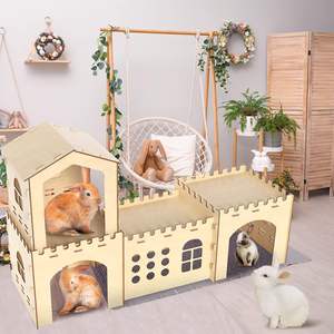 großhandel im freien abnehmbare hölzerne kaninchenburg großer hamster hase haus holz meerschweinchen haus - Product Image 5