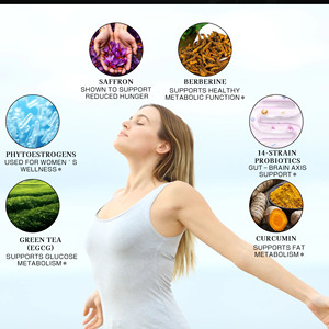 Cápsulas adelgazantes Curb Cravings para mujeres, extracto de azafrán, berberina, azafrán, metabolismo intestinal, cápsulas para bajar de peso - Product Image 4