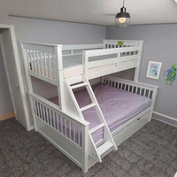 Lit superposé double en pin personnalisable 2025 avec couchage triple et tiroirs pour meubles de maison dans les appartements Blanc