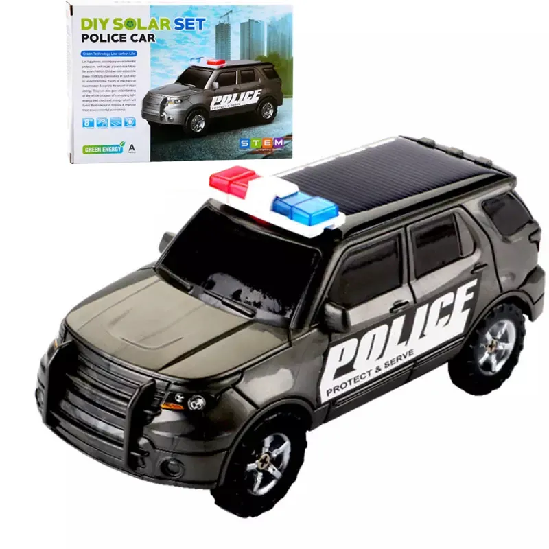 Atacado Diy Novidade mini Plástico Solar-powered off road veículo Police Car Toys set