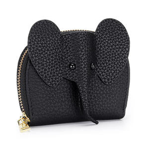 Women Card Holders Genuine Cow Leather Fashion <b>Cute</b> Elephant Shape Women Short Wallet Zipper <b>Purse</b> - Product Image 5