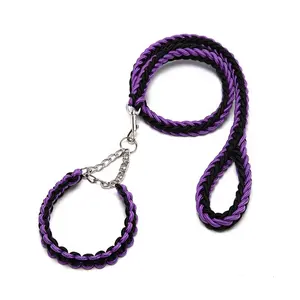 Pet Adjustable Collar Dog Anti Impact 8 Strand Nylon Braided Leash