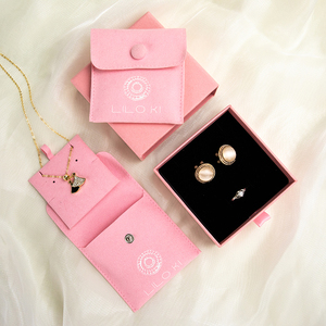 กระเป๋าใส่เครื่องประดับไมโครไฟเบอร์พรีเมียมขนาดเล็ก สีชมพู ทำจากหนังกลับและหนังแท้ พร้อมกล่องแม่เหล็ก กล่องใส่เครื่องประดับพรีเมียม - Product Image 5