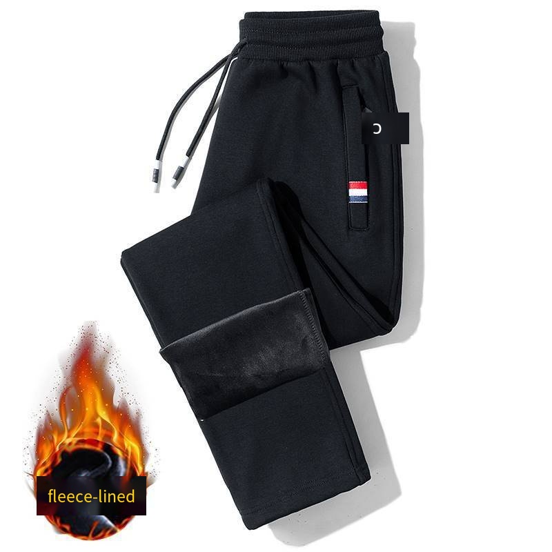 Red label zipper straight in black non-fleece