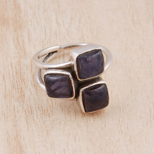 Anillo de piedras preciosas de Plata de Ley 925 más vendido Juego de diamantes Premium en estilo apilable Iolite Calidad impresionante para fiesta y boda - Product Image 3