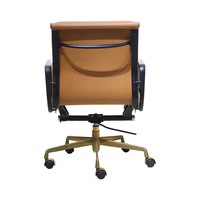 Chaise de réception/bureau ergonomique pivotante en cuir véritable de style italien minimaliste, accoudoirs réglables en hauteur pour salles d'étude