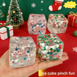 [Édition Limitée Noël] Jouet en caoutchouc compressible en forme de glaçon de mélasse, jouets Mochi Squishy, cadeau anti-stress, design carré, pour garçons - Product Image 5