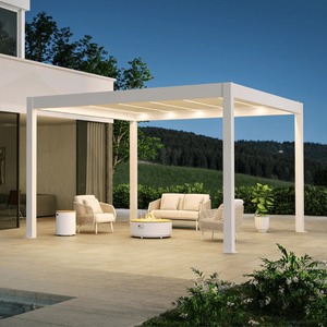 Pérgola Motorizada Moderna con Persianas Impermeables <span class=keywords><strong>para</strong></span> Patio, Pérgola de Aluminio con Persianas <span class=keywords><strong>Enrollables</strong></span> Opcionales - Product Image 3