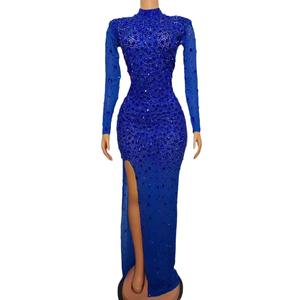 Vestido de una Pieza Ajustado de Manga Larga con Incrustaciones de Diamantes, Deslumbrante, para Cantante de Club Nocturno, Modelo de Vestuario de Actuación - Product Image 6