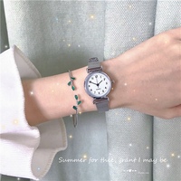 Jam Tangan Kuarsa Angka Arab Jam Tangan Wanita Tali Bulat Kecil Retro yang Modis dan Sederhana