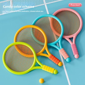 Mini Soft Plastic Badminton and Table Tennis Racket with Aluminum Shaft <b>Strings</b> Fabric Grip and 2 <b>Balls</b> for Children - Product Image 3