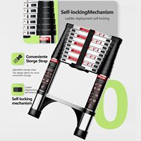 Échelle télescopique pliable en alliage d'aluminium moderne - Portable, industrielle, multi-usages, capacité de charge de 150 kg pour une utilisation en bureau et dans les bâtiments
