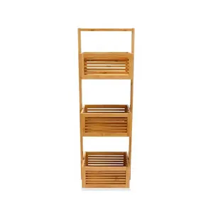 3-tier Bamboo Slatted Floor Caddy Shower Caddy Stand Bath Caddy_BSCI Factory